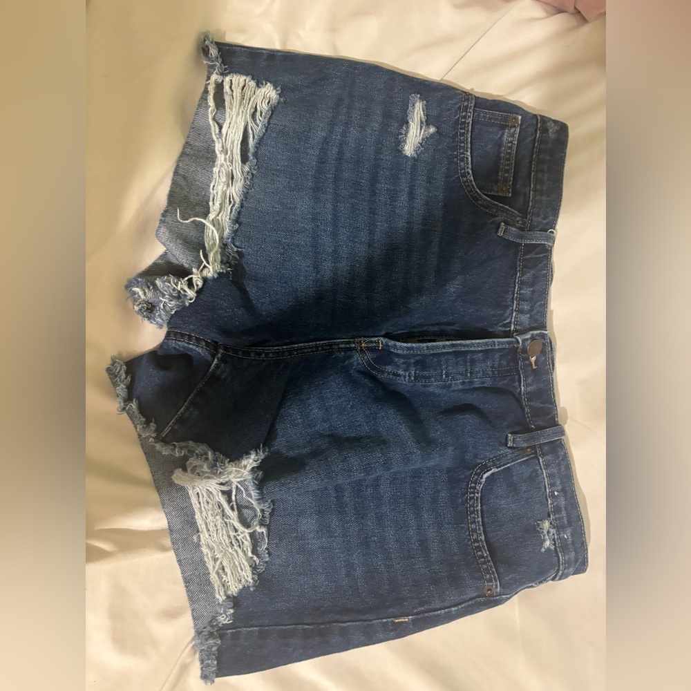 Calvin Klein Jeans Distressed Dark Blue Denim Shorts